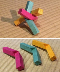 三本の直方体（折り紙）